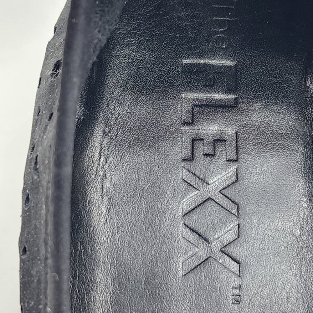 THE FLEXX Nubuck Leather Perforated Low Wedges Black Size 8.5 - Picture 4 of 6